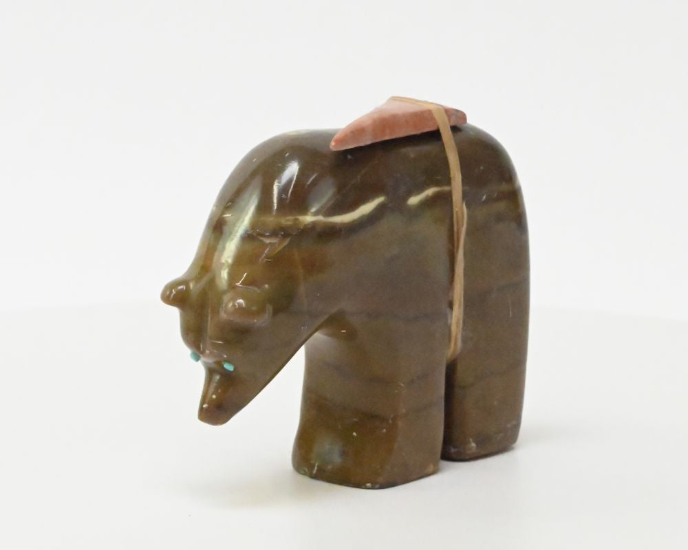 Large Zuni Bear Fetish with arrowhead gift tied on
