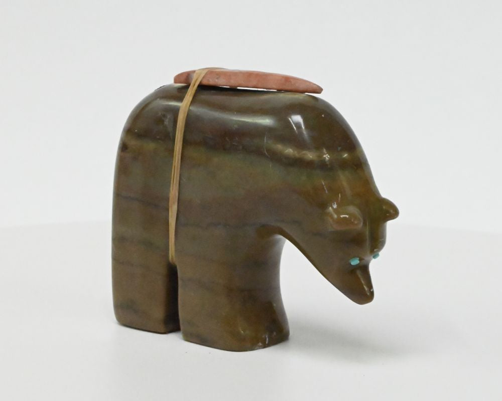 Large Zuni Bear Fetish with arrowhead gift tied on