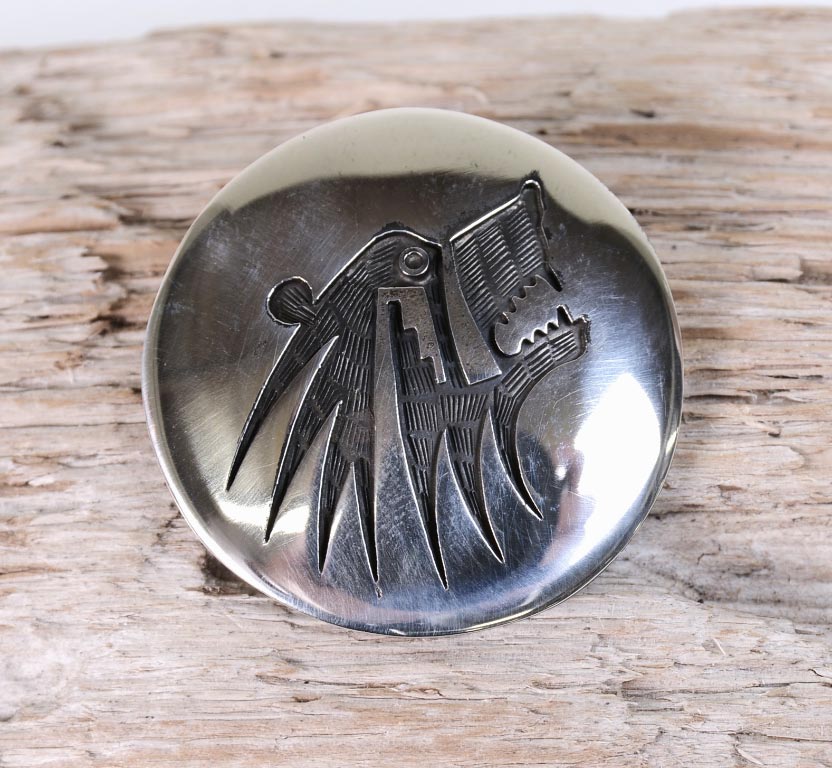Hopi Sterling Silver Overlay Pendant and Pin