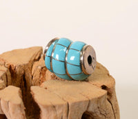 Navajo Inlaid Barrel Shaped Turquoise Bead