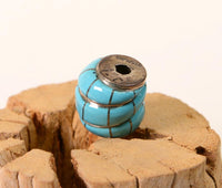 Navajo Inlaid Barrel Shaped Turquoise Bead