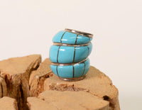 Navajo Inlaid Barrel Shaped Turquoise Bead