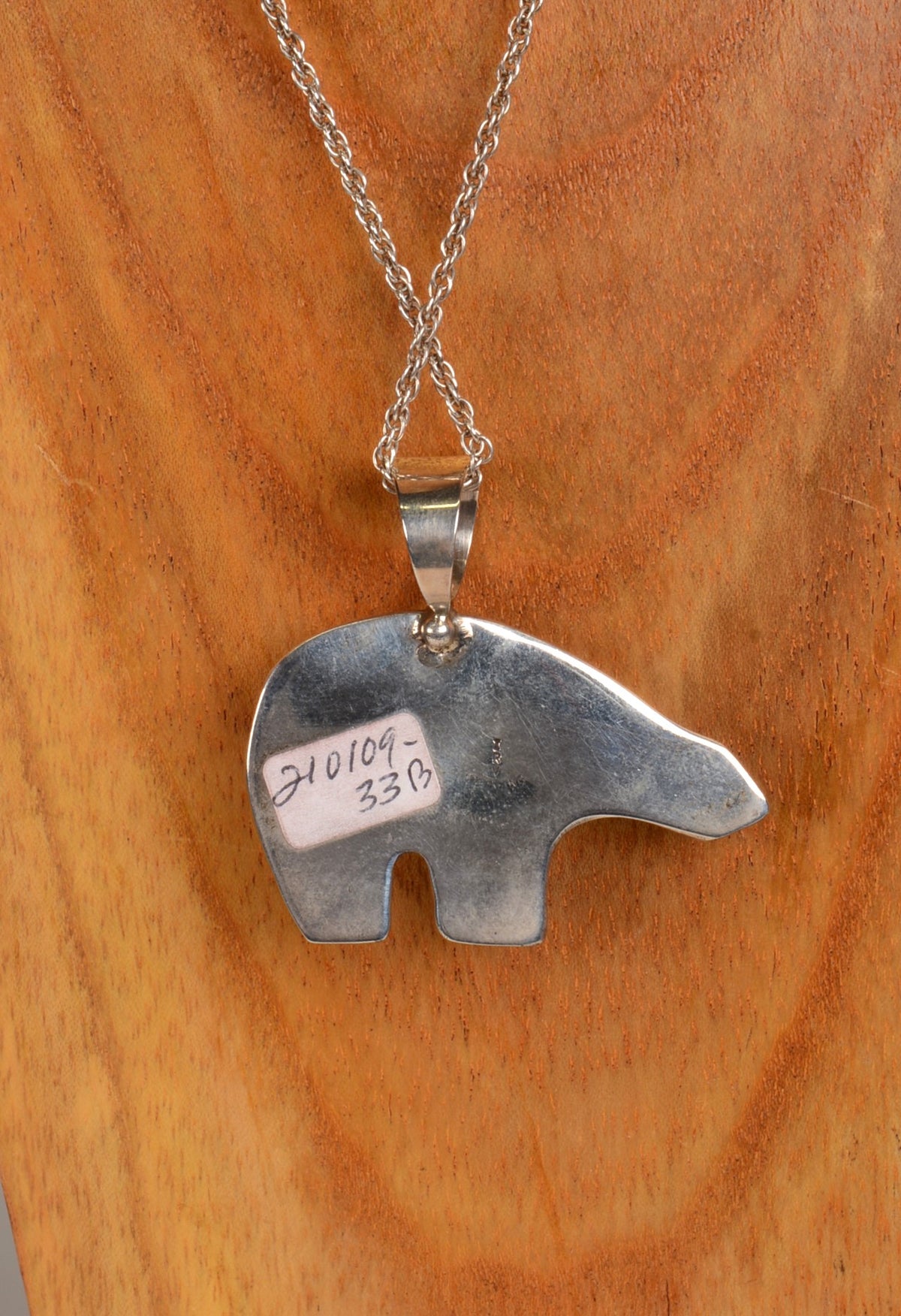 Heavy Sterling Silver Bear Pendant with Magnesite (White Buffalo) Gemstone Setting