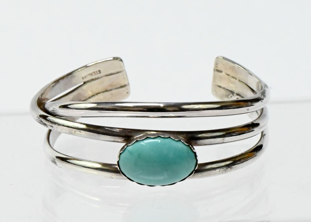 Navajo Sterling Silver and Turquoise Cuff Bracelet