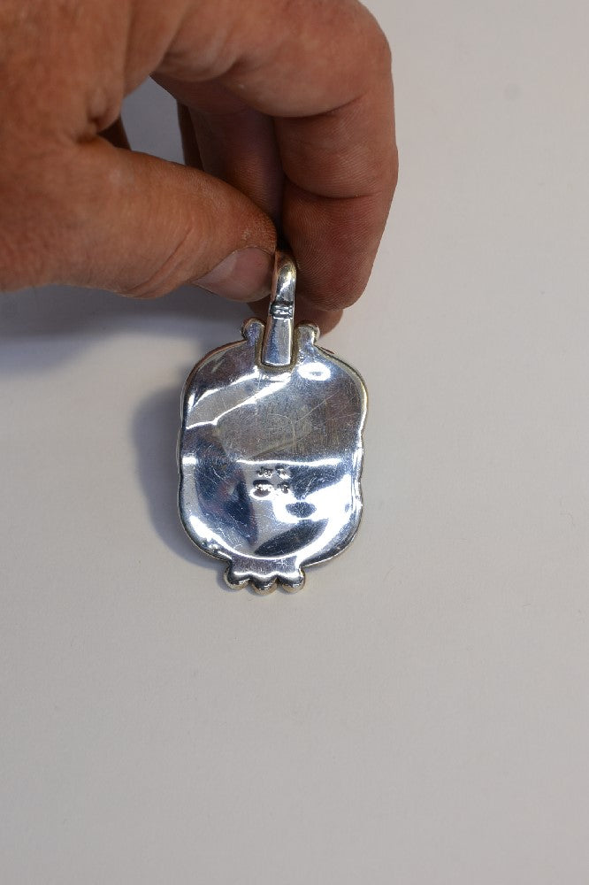 Turquoise Pendant with Silver Leaf, Calvin Tom