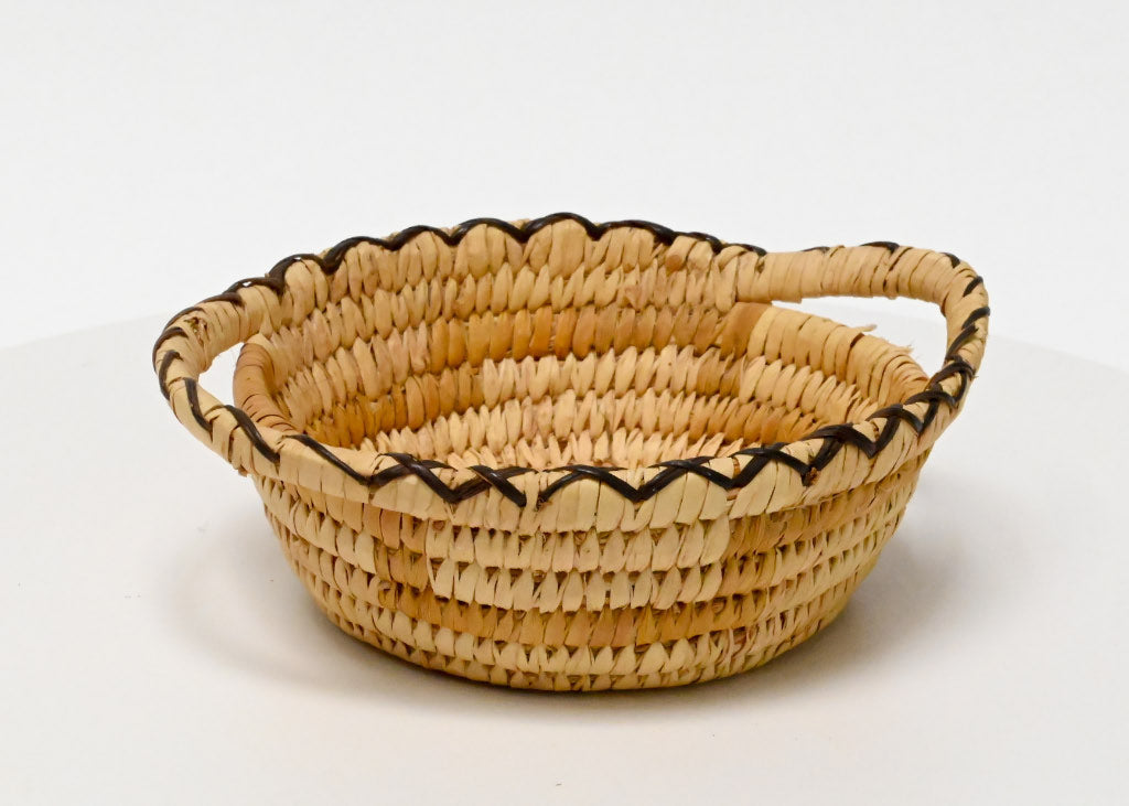 Papago Coiled basket with handles on side