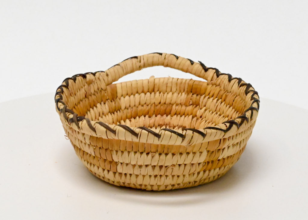 Papago Coiled basket with handles on side