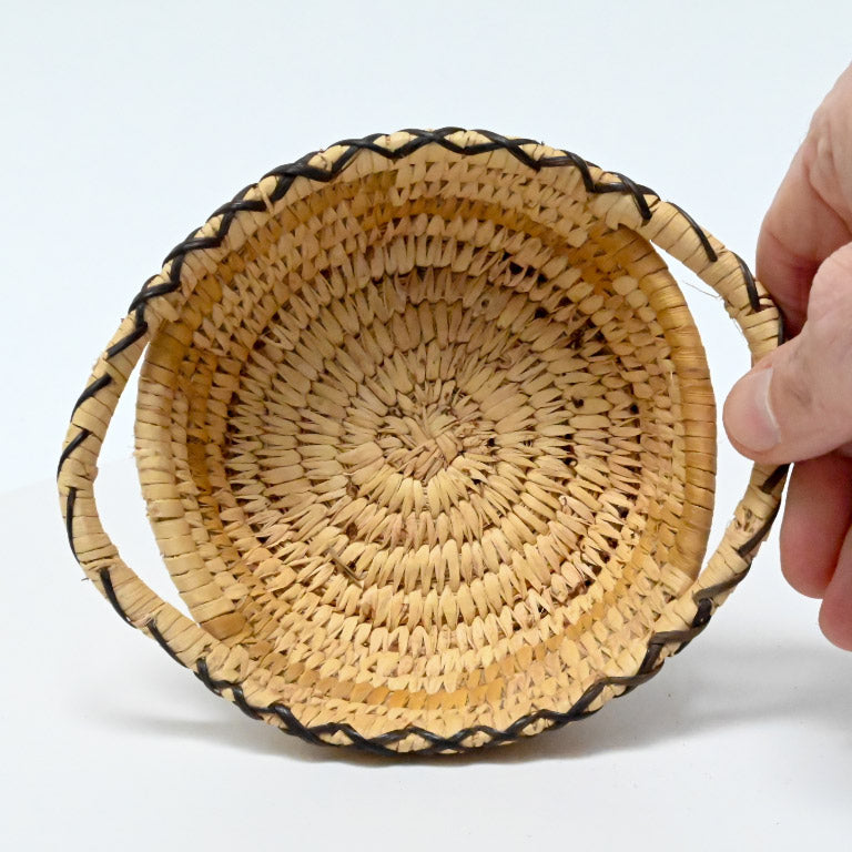 Papago Coiled basket with handles on side