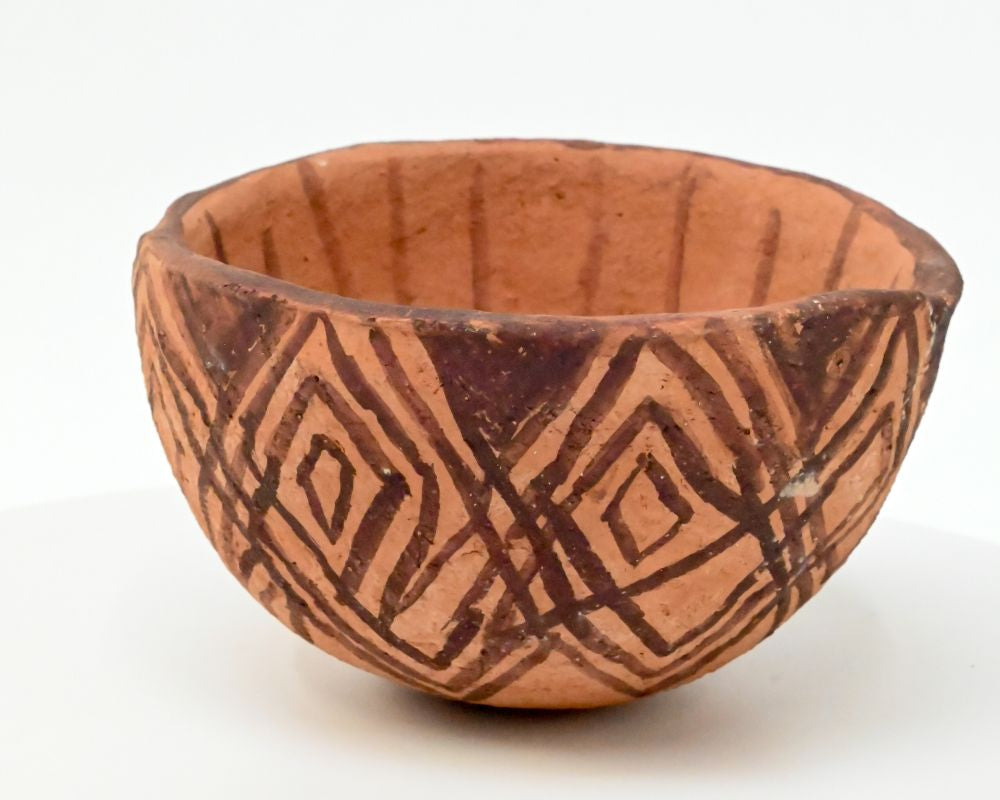 Mohave Pottery red bowl,  signed "Norge" by Betty Barrackman