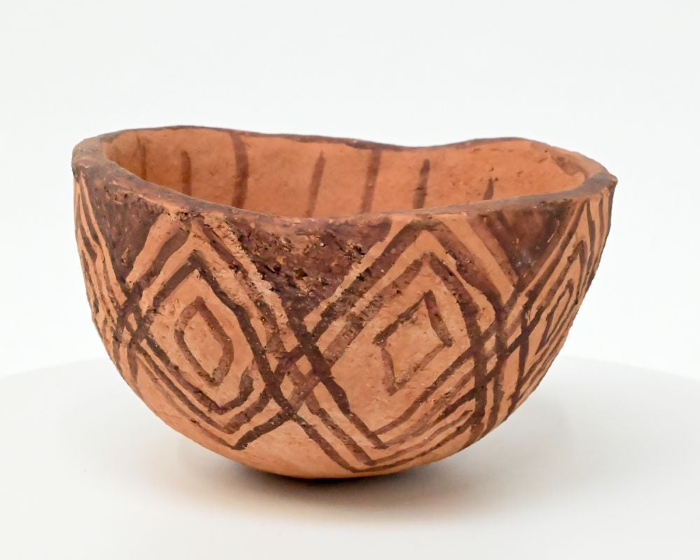 Mohave Pottery red bowl,  signed "Norge" by Betty Barrackman