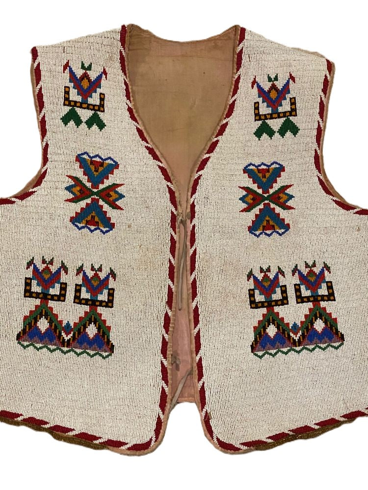 Sioux Full Size Fully Beaded Vest with Bronco Rider