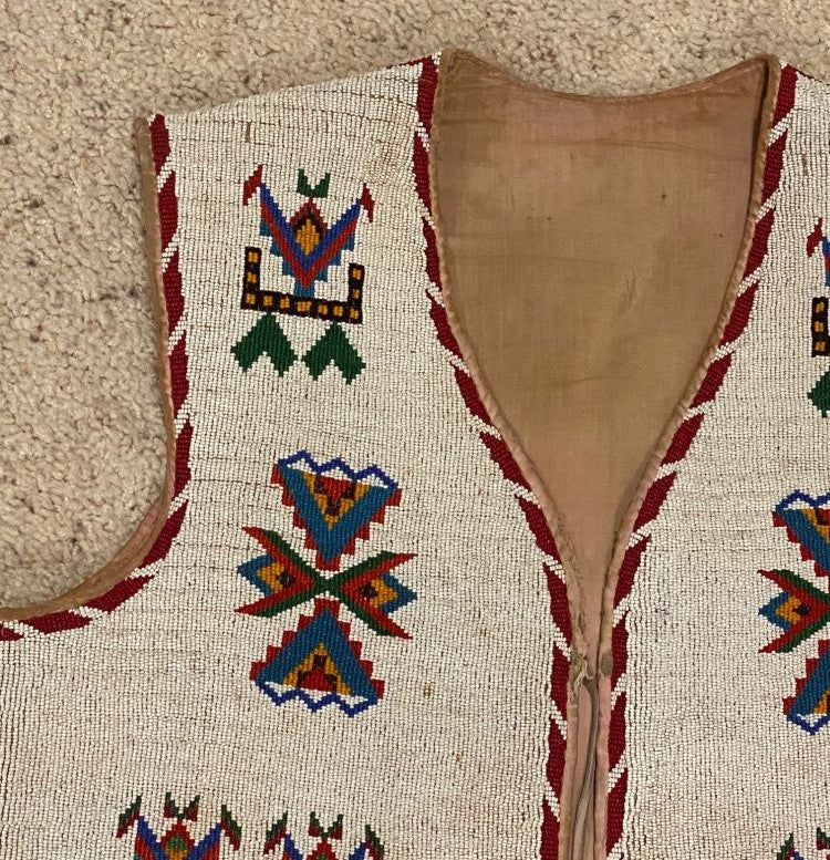 Sioux Full Size Fully Beaded Vest with Bronco Rider