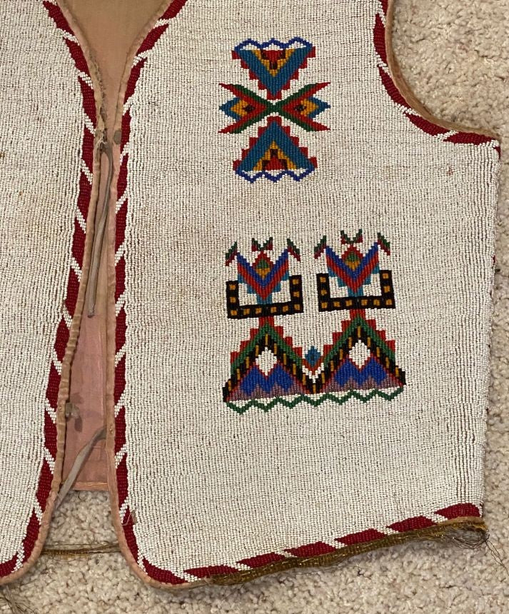 Sioux Full Size Fully Beaded Vest with Bronco Rider