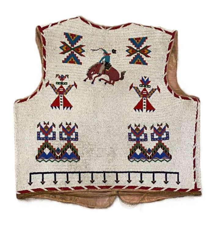 Sioux Full Size Fully Beaded Vest with Bronco Rider