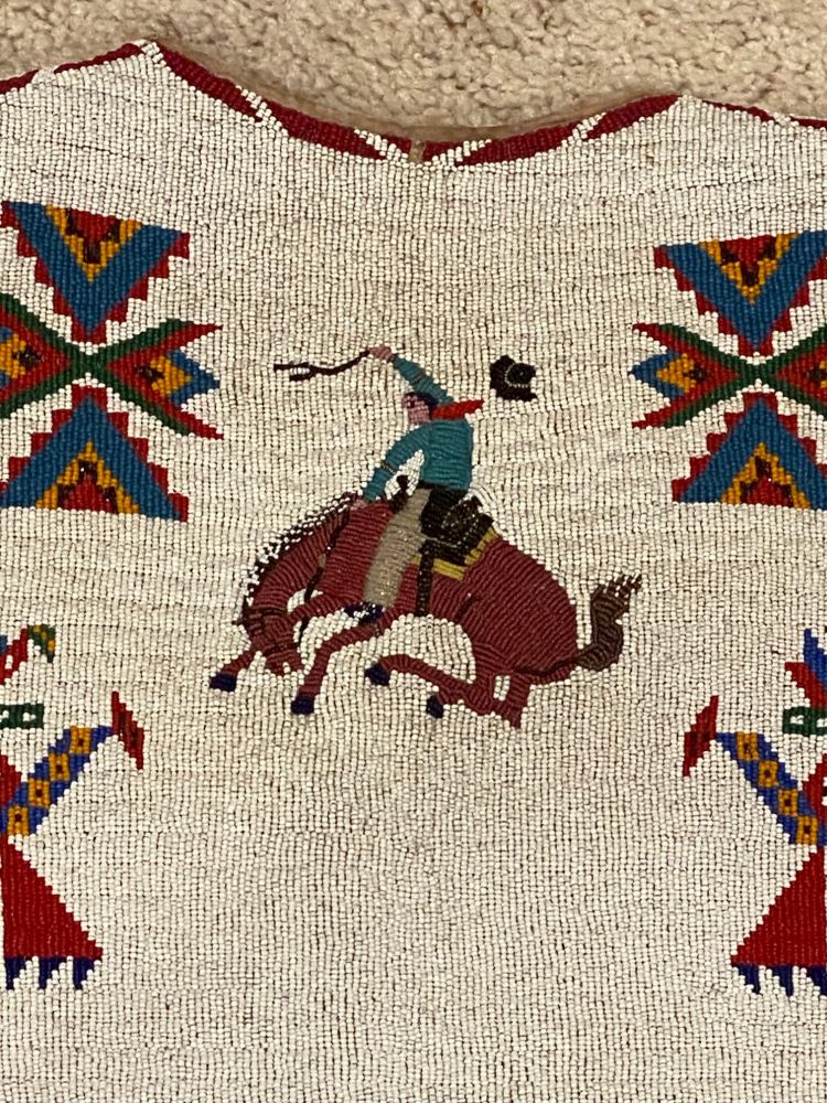 Sioux Full Size Fully Beaded Vest with Bronco Rider