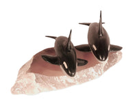 Inuit Orcas Carving Stone Sculpture By Sam Dimmick