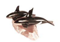 Inuit Orcas Carving Stone Sculpture By Sam Dimmick