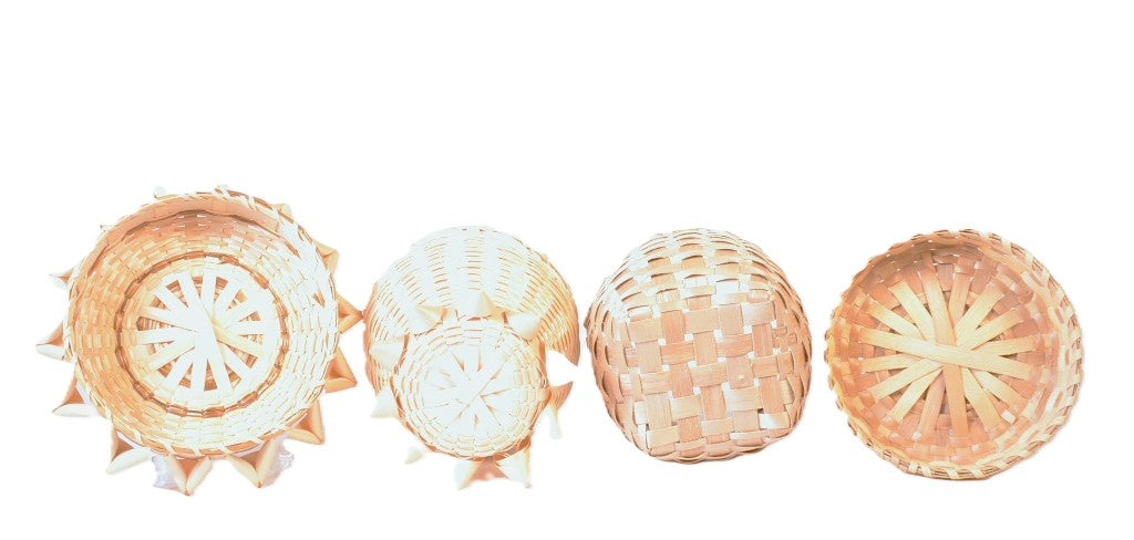 Maliseet Porcupine Stitch Baskets with Lid Pair of 2
