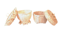 Maliseet Porcupine Stitch Baskets with Lid Pair of 2
