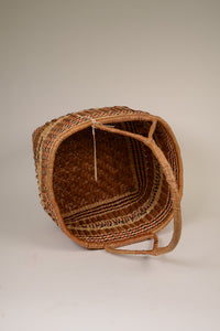 Large Makah Basketry with Handle; Canoes and Birds