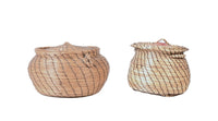 Eastern Native Sweet Grass Lidded Baskets Set of 2