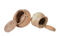 Eastern Native Sweet Grass Lidded Baskets Set of 2
