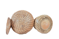 Eastern Native Sweet Grass Lidded Baskets Set of 2