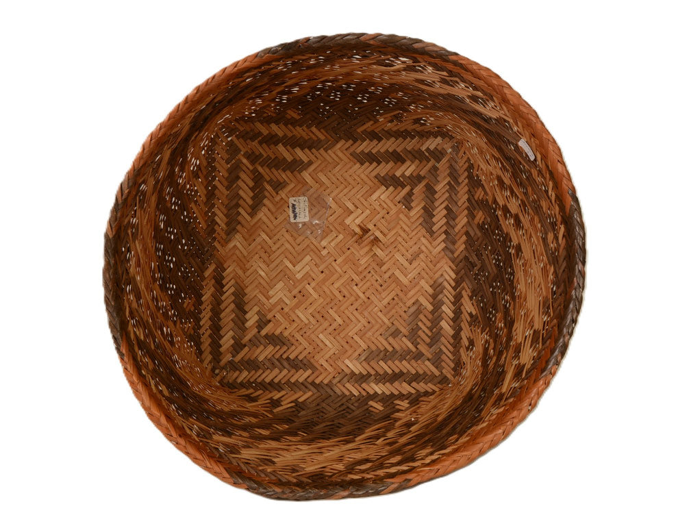 Antique Chitimacha Gathering Basket of Dyed and Plaited River Cane
