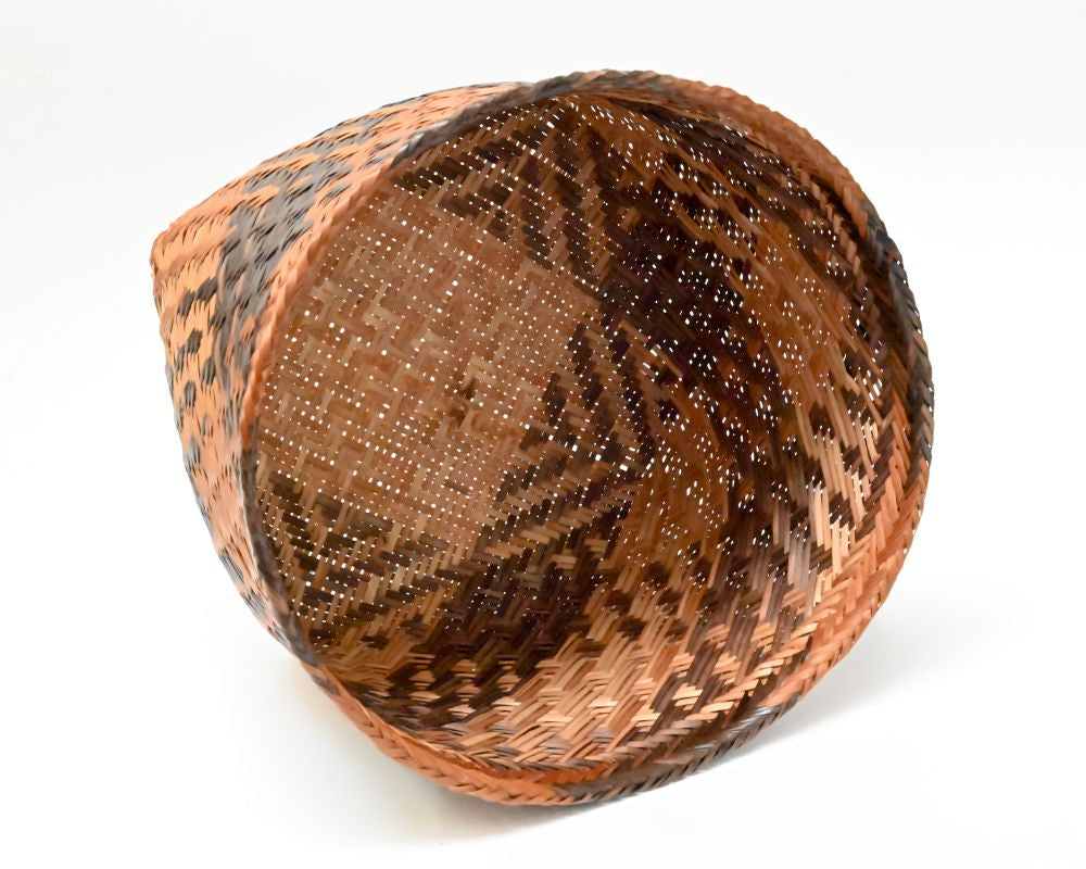 Antique Chitimacha Gathering Basket of Dyed and Plaited River Cane