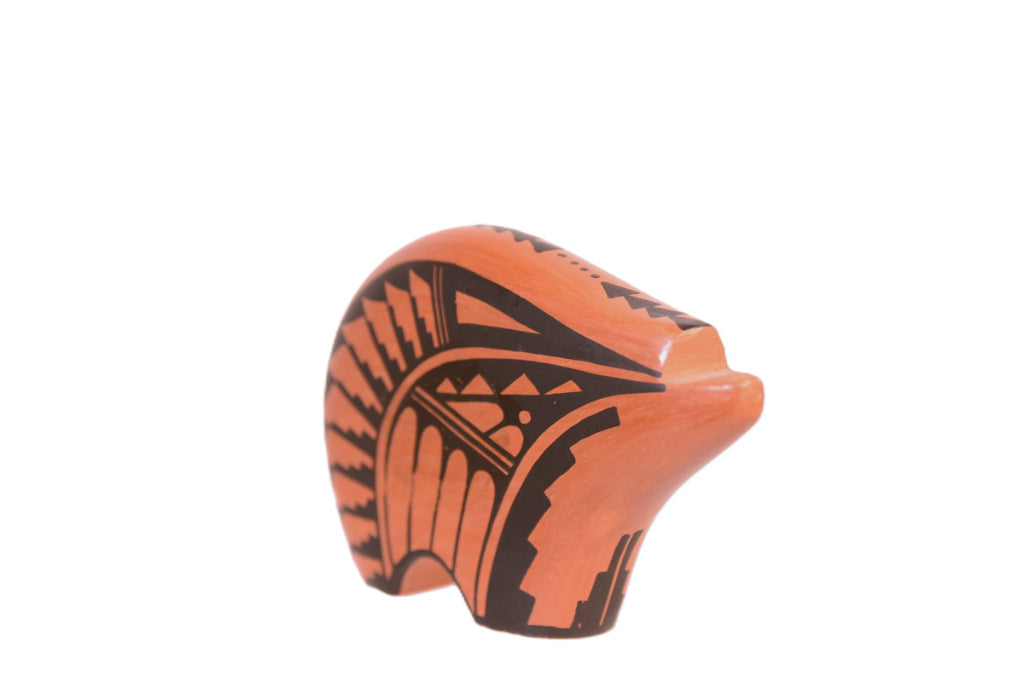 Jemez Pueblo Black on Red Bear Pottery By N. Sandia