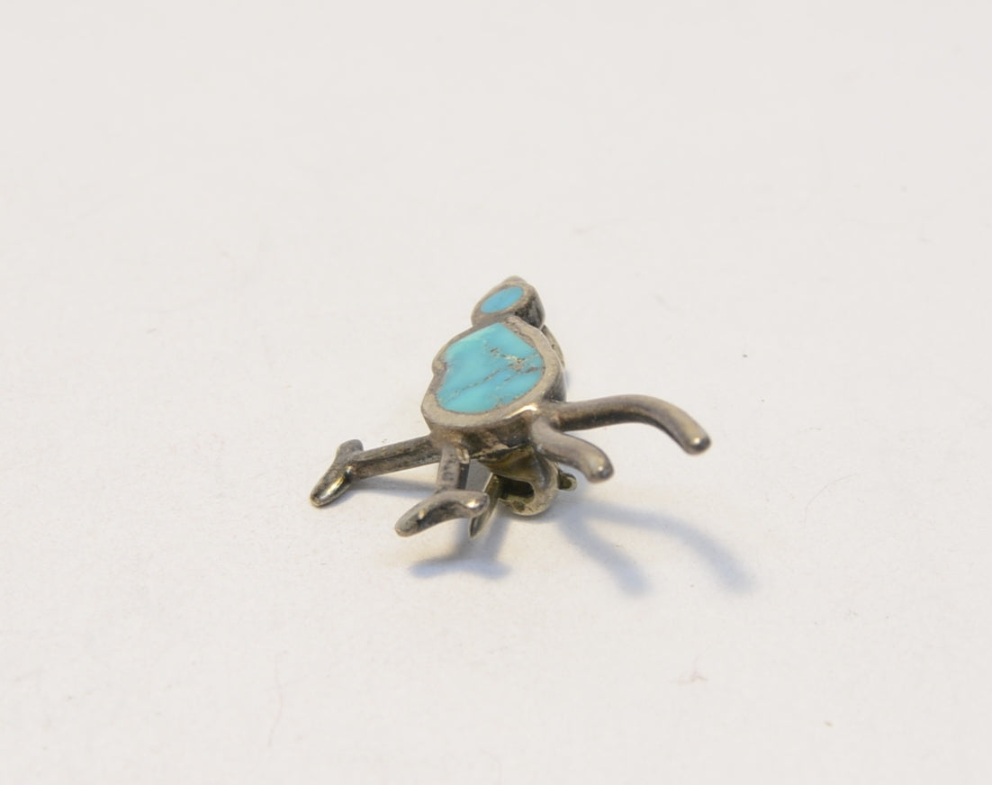 Vintage Navajo Silver/Turquoise inlay Bird Pin 1"