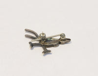 Vintage Navajo Silver/Turquoise inlay Bird Pin 1"