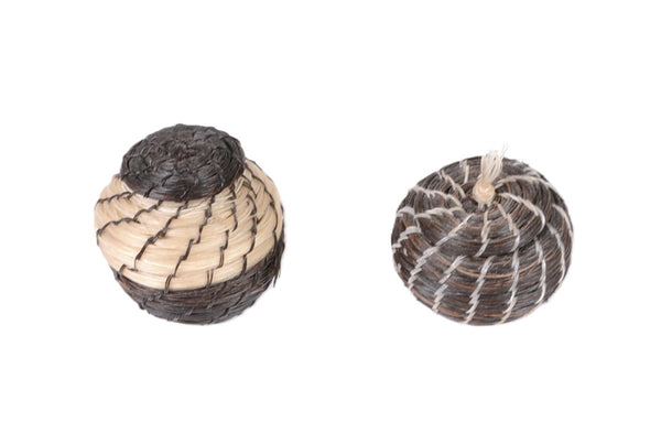 Pima Horsehair Miniature Baskets with Lids Pair of 2
