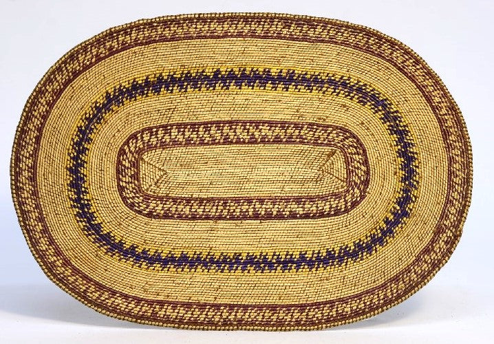 Fine Antique Makah Flat, Oval Basketry Tray