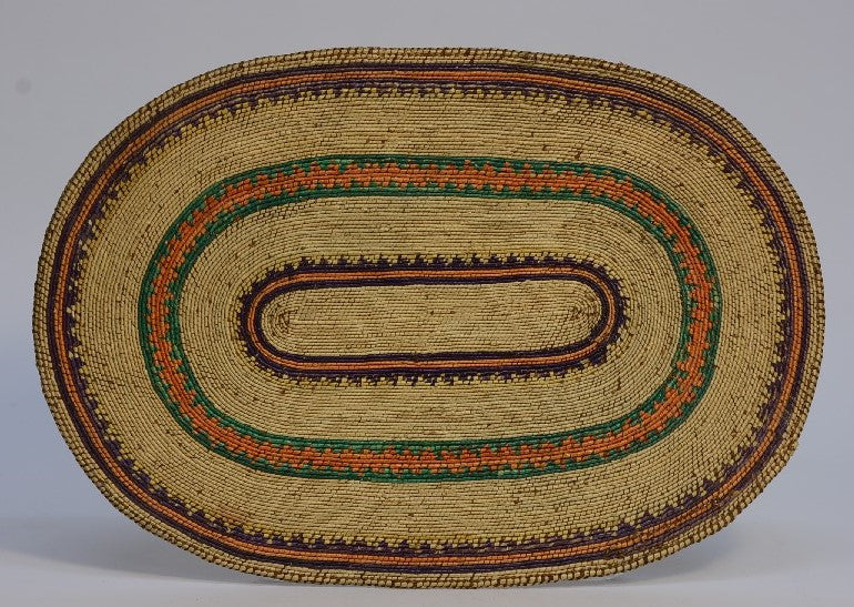 Fine Antique Makah Flat, Oval Basketry Tray