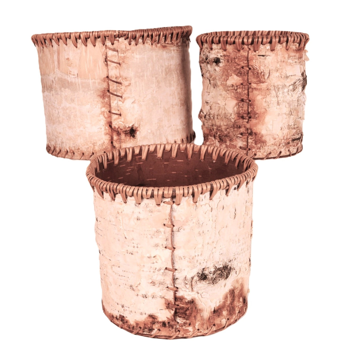Athabascan Canadian Birch Bark Nesting Baskets Set of 3