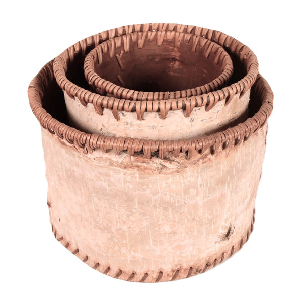 Athabascan Canadian Birch Bark Nesting Baskets Set of 3