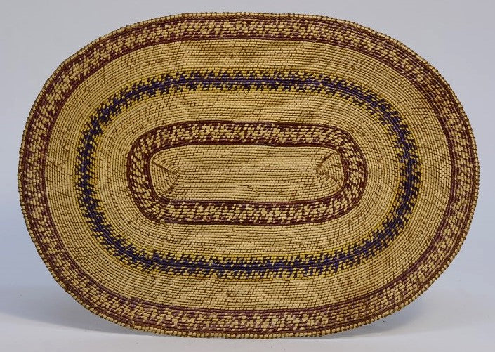 Fine Antique Makah Flat, Oval Basketry Tray
