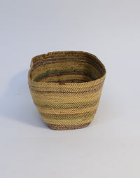 Makah Twined Basket with plaited cedar base