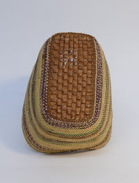 Makah Twined Basket with plaited cedar base