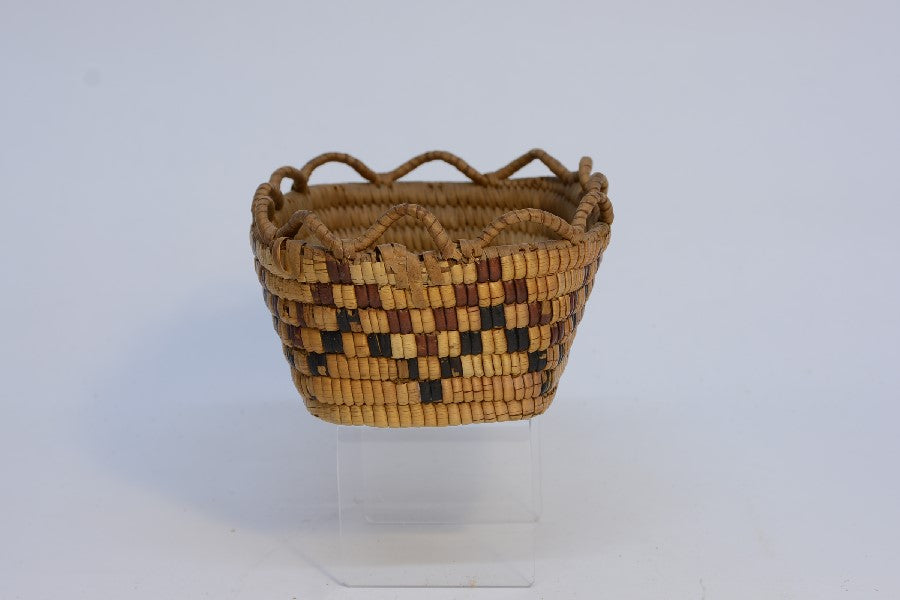 Salish Basket with open rim weave