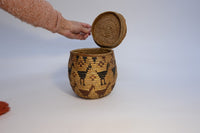 Salish Basket with Lid; Pictorial with Birds