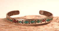 Navajo Chip Inlay Narrow Cuff Bracelet