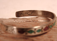 Navajo Chip Inlay Narrow Cuff Bracelet