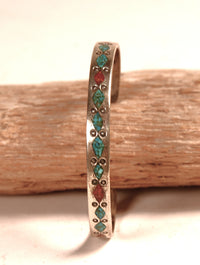Navajo Chip Inlay Narrow Cuff Bracelet
