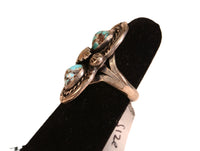 Navajo Sterling Silver and Turquoise Ring with Silver Leaf Size 6 1/2