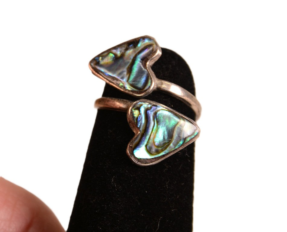 Zuni Mother of Pearl Hearts Ring - Adjustable