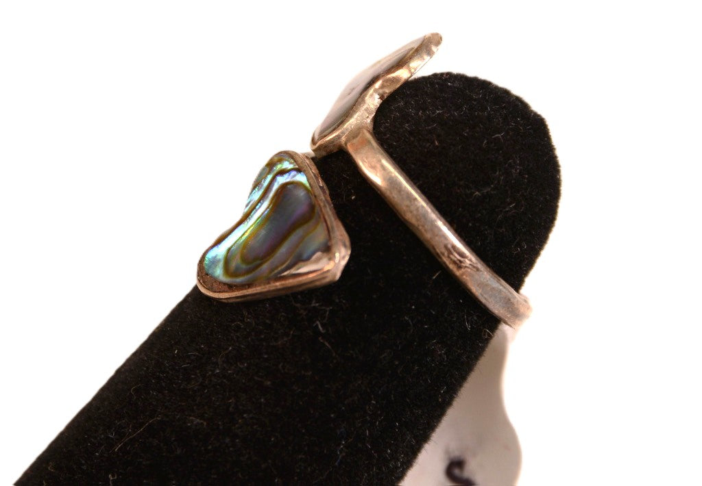 Zuni Mother of Pearl Hearts Ring - Adjustable