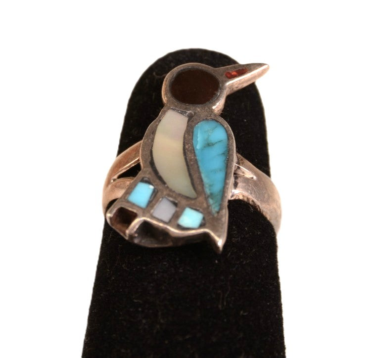 Vintage Zuni Inlay Bird Ring - Size 5