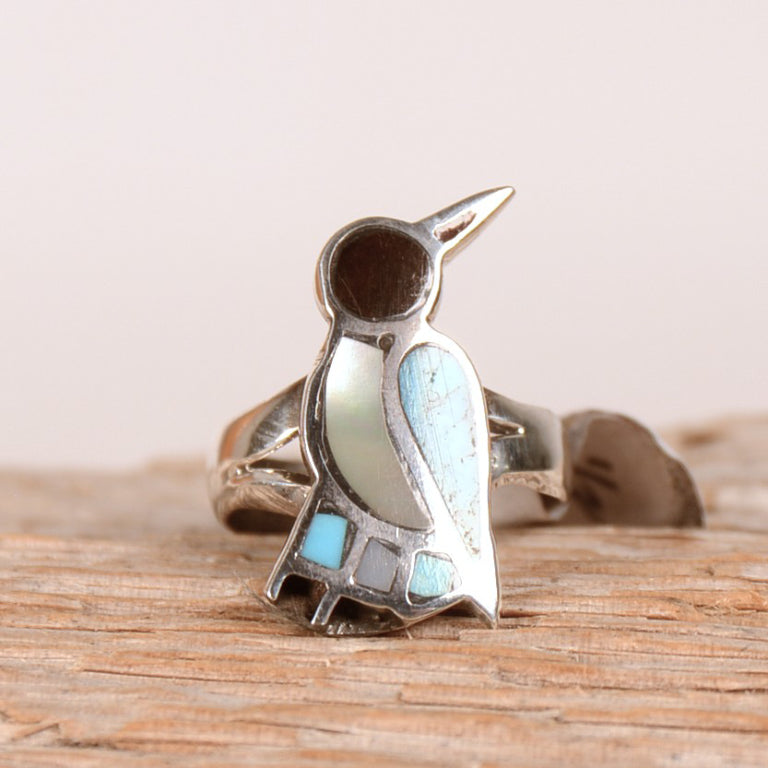 Vintage Zuni Inlay Bird Ring